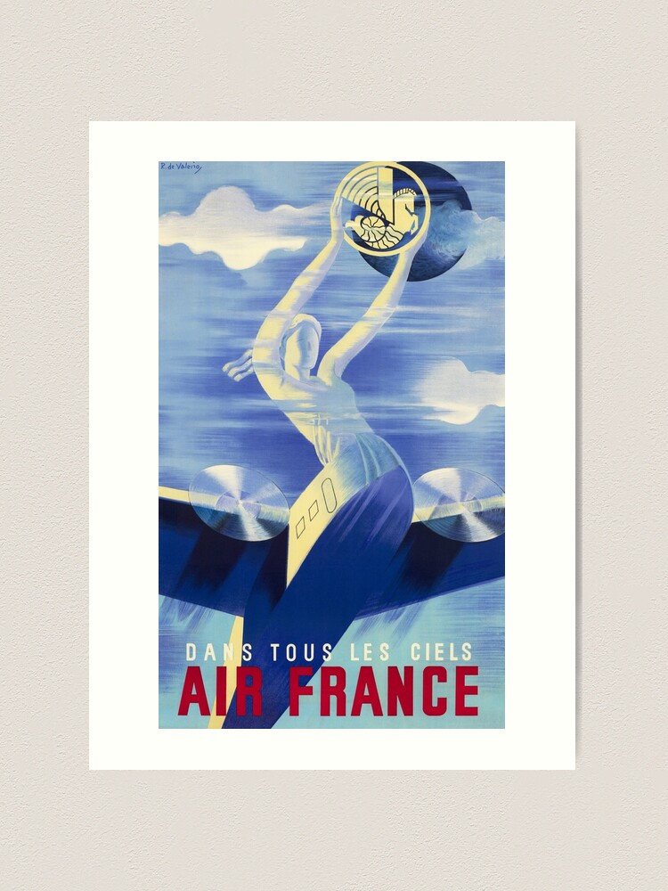 コレクション Air France Poster, Roger de Valerio Dans Tous Les Ciels AIR FRANCE 1935 Art Deco Poster by Roger De