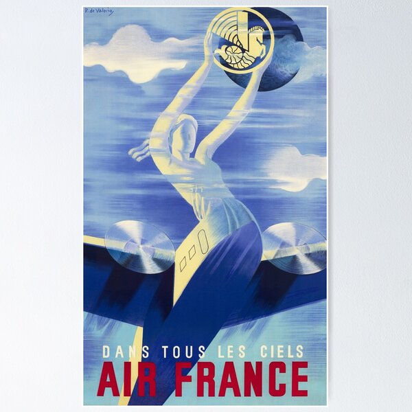 Item preview, Dans Tous Les Ciels AIR FRANCE 1935 Art Deco Poster by Roger De Valerio designed and sold by retroposters.