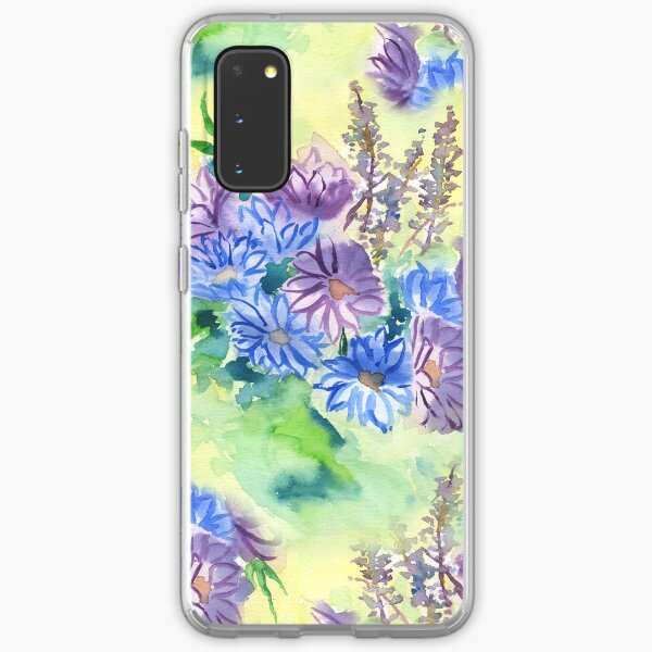 Watercolor Hand-Painted Purple Blue Daisies Daisy Flowers Samsung Galaxy Soft Case