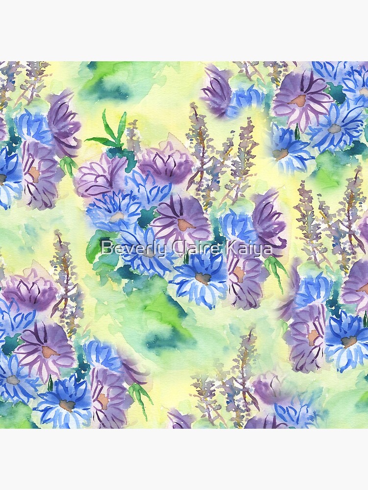Watercolor Hand-Painted Purple Blue Daisies Daisy Flowers by beverlyclaire