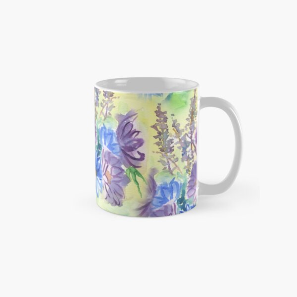 Watercolor Hand-Painted Purple Blue Daisies Daisy Flowers Classic Mug