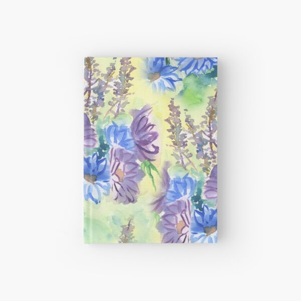 Watercolor Hand-Painted Purple Blue Daisies Daisy Flowers Hardcover Journal