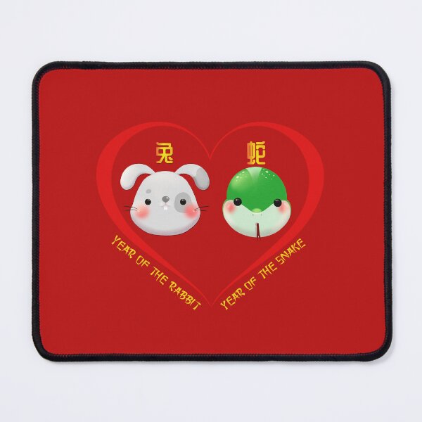 Item preview, Year Of The Rabbit And Year Of The Snake Couples Cute Chinese Zodiac Animals designed and sold by Karry-Pat.