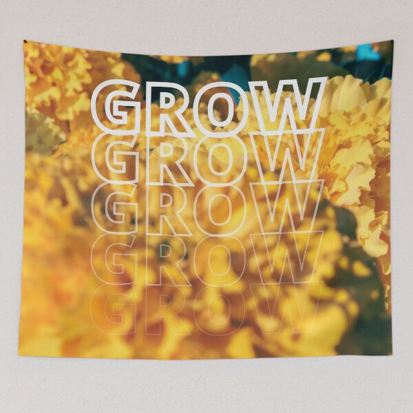 Item preview, GROW (above) - Sunny Vintage Yellow Flower Background designed and sold by AliceSLee.