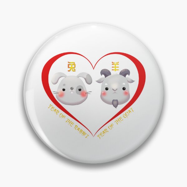 Item preview, Year Of The Rabbit And Year Of The Goat Couples Cute Chinese Zodiac Animals designed and sold by Karry-Pat.