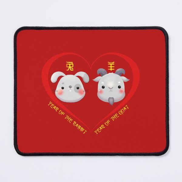 Item preview, Year Of The Rabbit And Year Of The Goat Couples Cute Chinese Zodiac Animals designed and sold by Karry-Pat.
