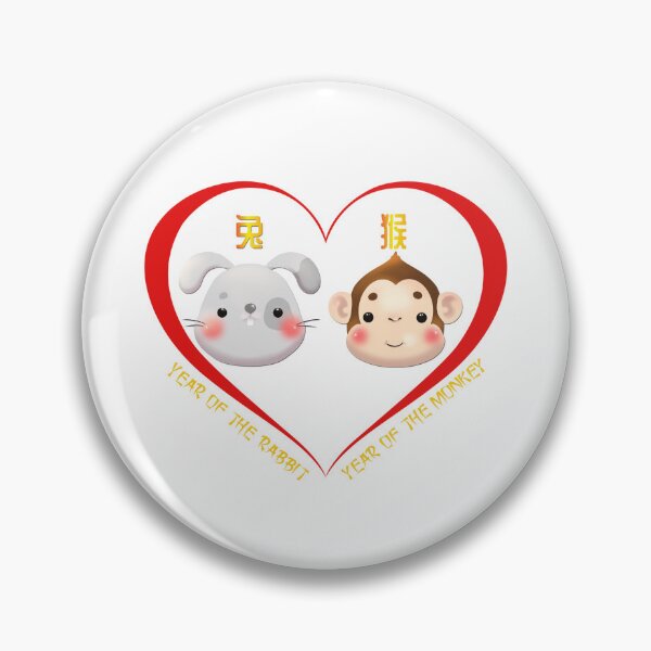 Item preview, Year Of The Rabbit And Year Of The Monkey Couples Cute Chinese Zodiac Animals designed and sold by Karry-Pat.