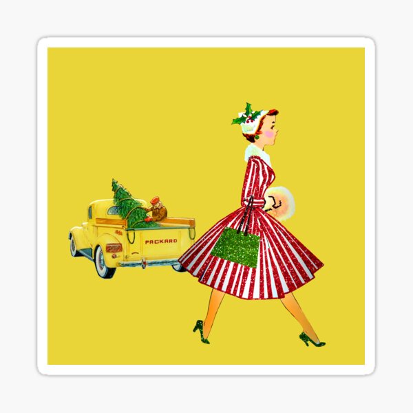 Vintage Christmas Girl Christmas Stickers