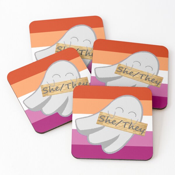 Item preview, She/They Lesbian Pronoun Ghost designed and sold by Forest-Bird.