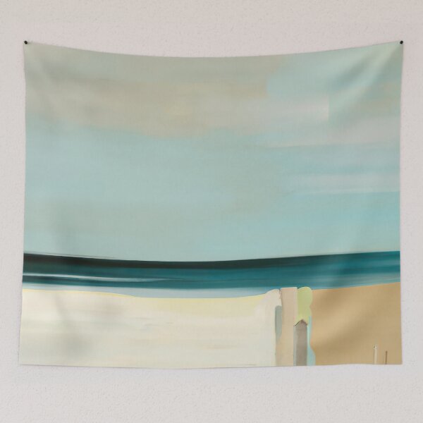 Item preview, Where the Sky Meets the Sea - Abstract Beach Painting - Pale Blue and Cream designed and sold by Inomaly Art.