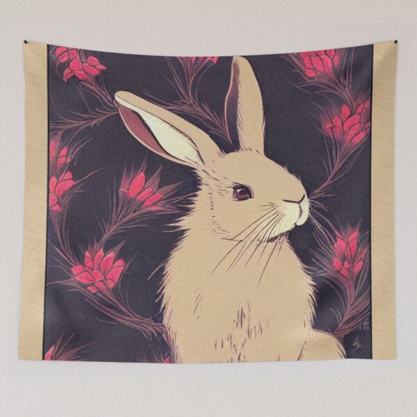 Item preview, Vintage Mini Rex Rabbit in Beautiful Flowers designed and sold by wigobun.