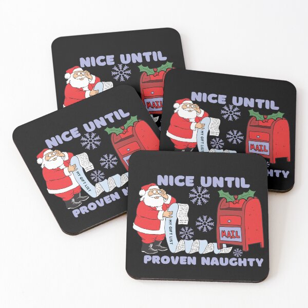 Item preview, Nice until proven naughty Santa with long list funny Christmas saying designed and sold by Artistusha.