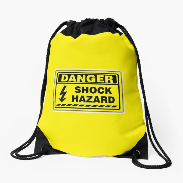 Danger Shock Hazard, danger, peril, menace, jeopardy, gravity #DangerShockHazard #danger #peril #menace #jeopardy #gravity Drawstring Bag