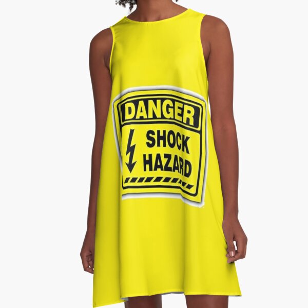 Danger Shock Hazard, danger, peril, menace, jeopardy, gravity #DangerShockHazard #danger #peril #menace #jeopardy #gravity A-Line Dress
