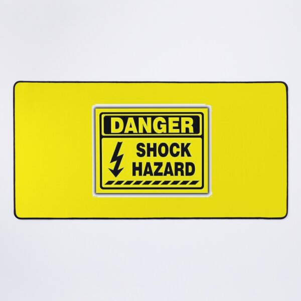 Danger Shock Hazard, danger, peril, menace, jeopardy, gravity #DangerShockHazard #danger #peril #menace #jeopardy #gravity Desk Mat