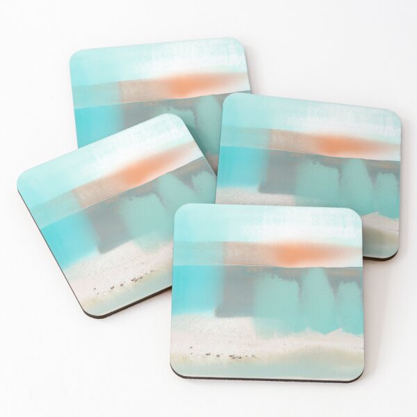 Item preview, Calm Ocean and Beach - Abstract Art - Teal, Turquoise and Orange in Pale Hues designed and sold by Inomaly Art.