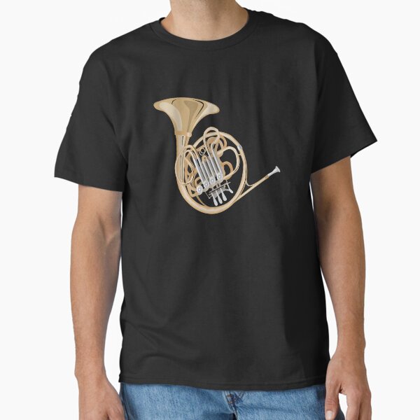 french horn on black Classic T-Shirt