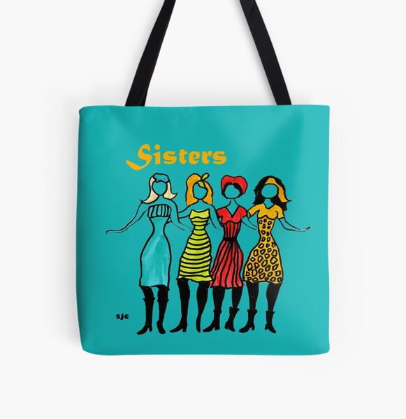 Four Sisters in Turquoise All Over Print Tote Bag