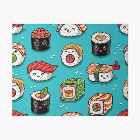 Kawaii Sushi Japanese Anime Happy Cute Sushi Gifts Kawaii Cute Happy Funny  Japanese Anime Sushi Art Throw Pillow, 16x16, Multicolor