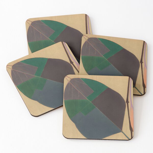 Item preview, Dark Gum Leaf and Stem - Abstract Eucalyptus Leaf Art - Dark Green, Blue, Brown and Tan designed and sold by Inomaly Art.