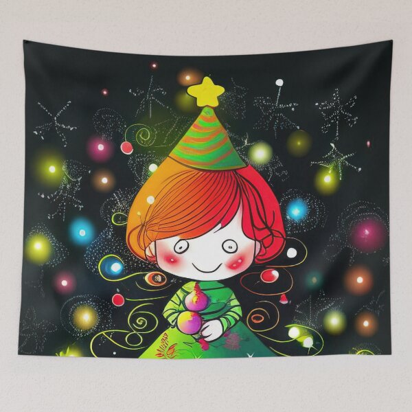 Item preview, Cute christmas fairy drawing designed and sold by XmasPatterns.