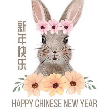 Happy New Year Of The Rabbit Chinese Zodiac Rabbit 2023 Sticker for Sale  by taogiauco