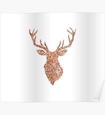 Sparkling reindeer blush gold Poster