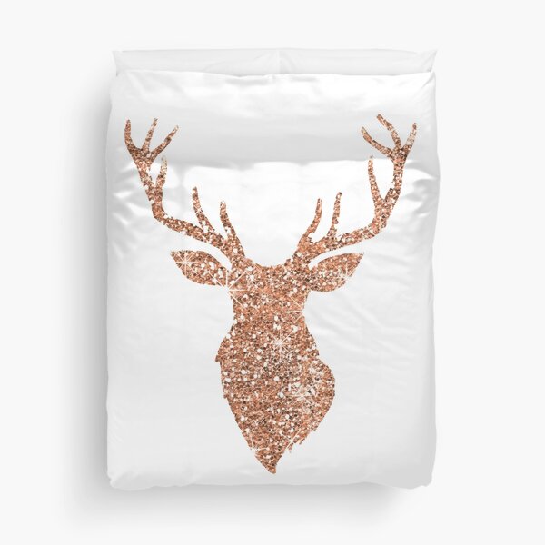 Sparkling reindeer blush gold Duvet Cover