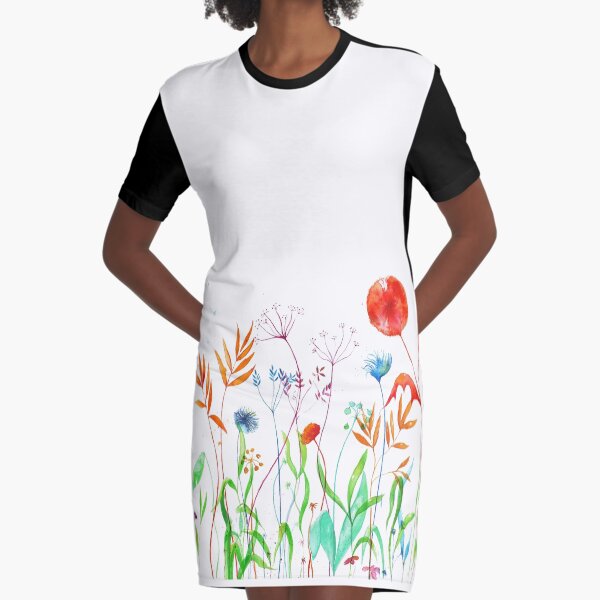 Flowerbed Graphic T-Shirt Dress