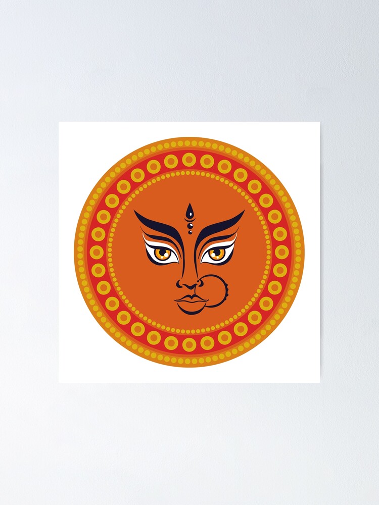 Maa Durga Stylish Creative Vinyl Radium Sticker / Durga Mata - 30cm X 30cm,  Green, Glow In Dark Sticker, Glow Sticker, Night Glow Labels, रेडियम स्टीकर  - Trysticker, Mariahu | ID: 2851810116773