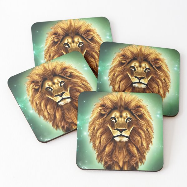 Item preview, African Lion Head with magical nature wallpaper designed and sold by The Love Quill.