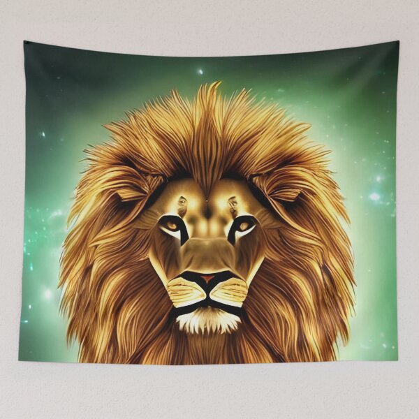 Item preview, African Lion Head with magical nature wallpaper designed and sold by The Love Quill.