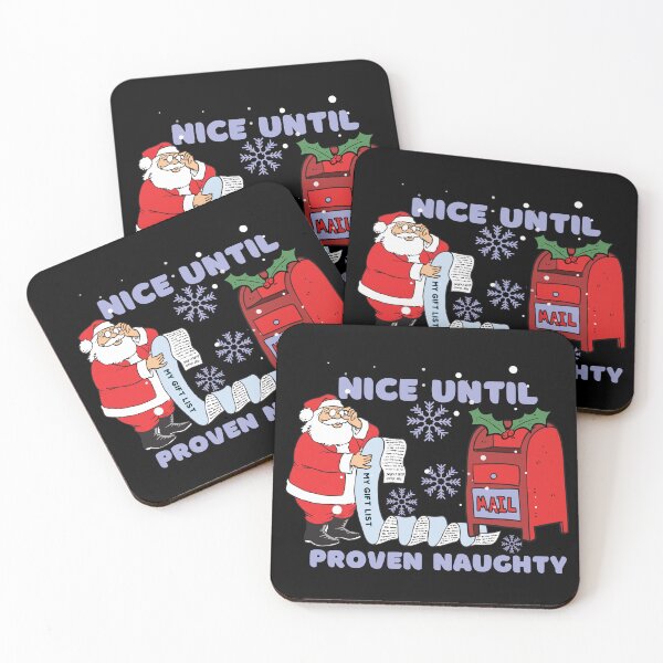 Item preview, Nice until proven naughty Santa with long list funny Christmas saying designed and sold by Artistusha.