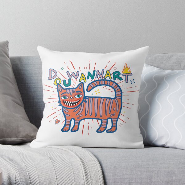 Crazy Funny Cat Throw Pillow