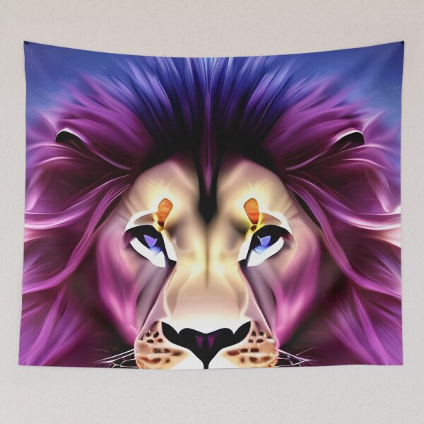 Item preview, African Lion Head with magical nature wallpaper designed and sold by The Love Quill.