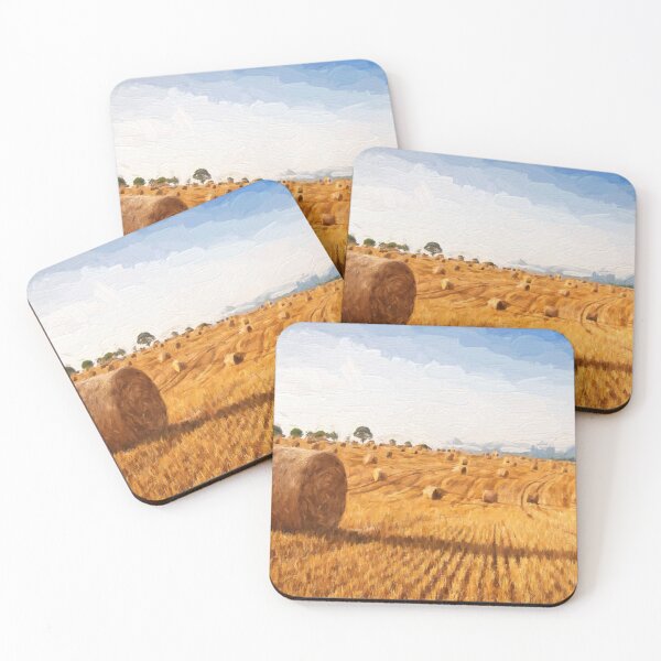 Item preview, Oil painting summer landscape - hay bales on the field after harvest. designed and sold by LubosChlubny.