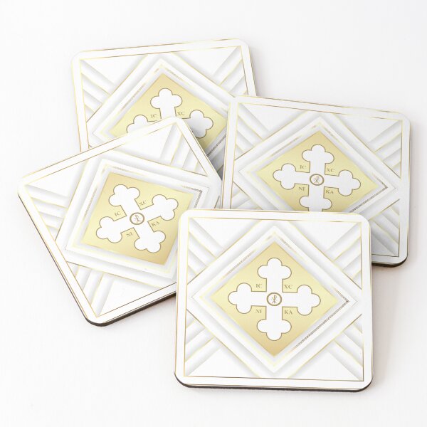 Item preview, Greek Orthodox Cross White and Gold ICXC NIKA designed and sold by Yiorgos Designs.