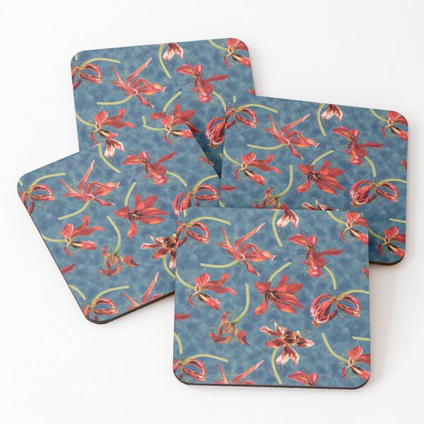 Item preview, Watercolour Red Tulips with Blue Dots Background designed and sold by Tina Veenstra.