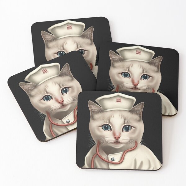 Item preview, Cat in nurse costume designed and sold by AnimalArtPhotos.