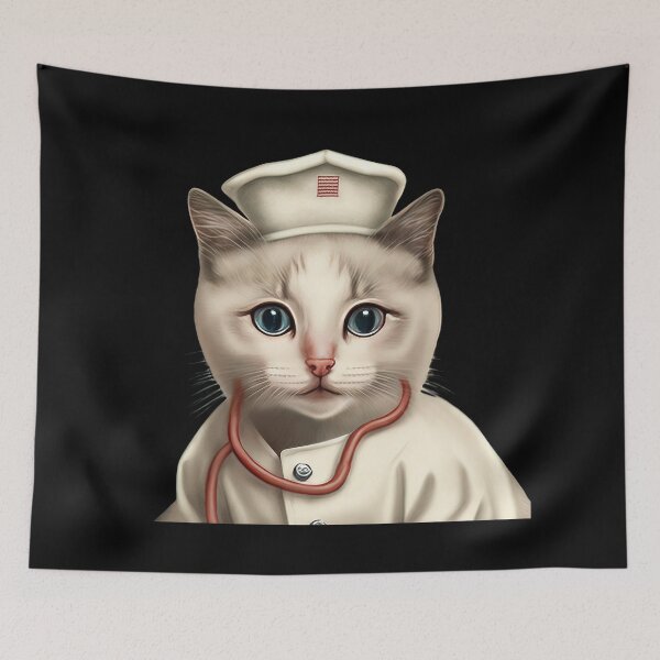 Item preview, Cat in nurse costume designed and sold by AnimalArtPhotos.