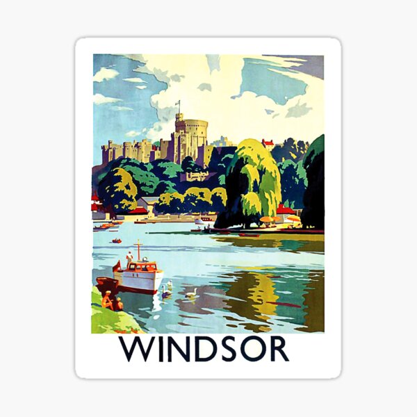 Windsor castle, Great Britain, vintage travel poster Sticker