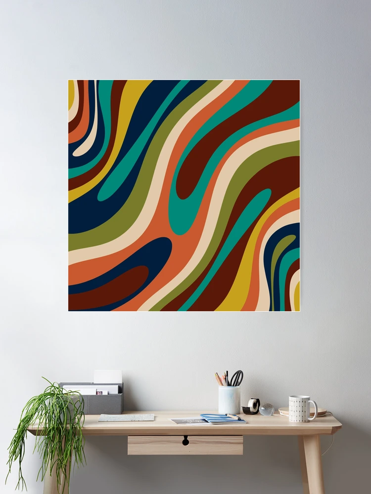 Wavy Loops Modern Retro Abstract Multi-Color Pattern in Mid