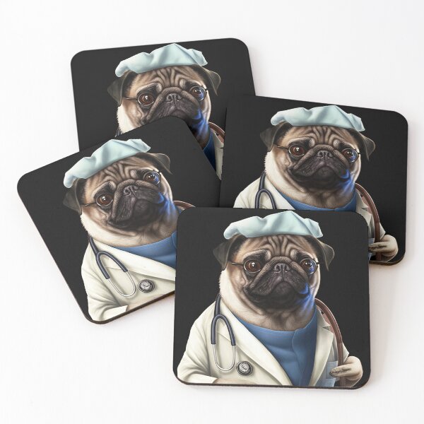 Item preview, Pug doctor dog designed and sold by AnimalArtPhotos.