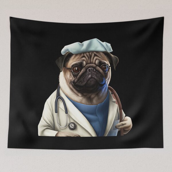 Item preview, Pug doctor dog designed and sold by AnimalArtPhotos.