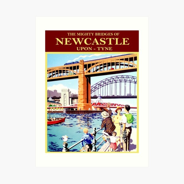 Mighty bridges of Newcastle, England, port Art Print