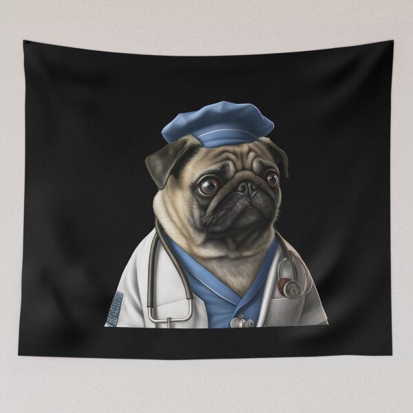 Item preview, Pug dog doctor designed and sold by AnimalArtPhotos.