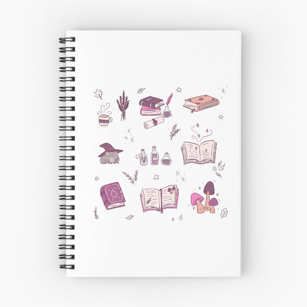 Item preview, Fantasy items pattern - cute books, Potions, frog with a wizard hat, and mushrooms designed and sold by Yarafantasyart.