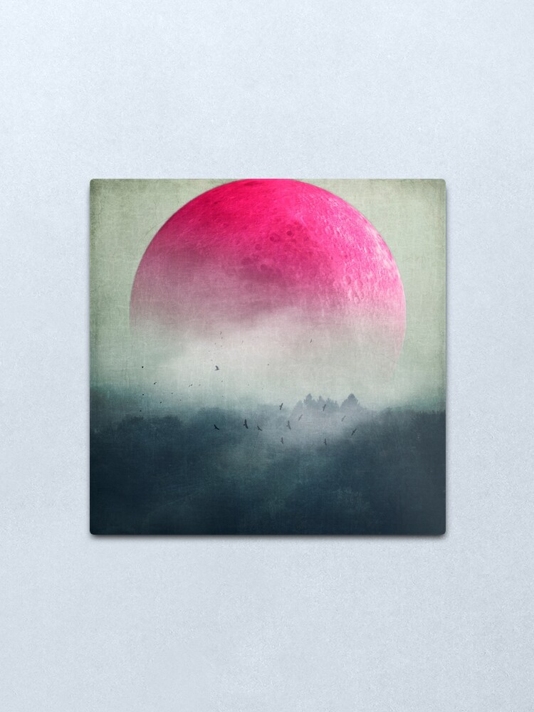 Alternate view of Pink Moon over Misty Woodlands Metal Print