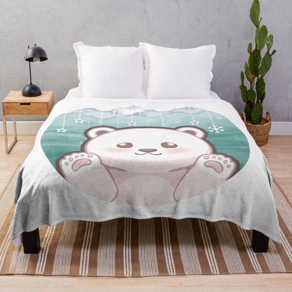 Item preview, Cute cub polar bear say hi character design with snowflake background. Vector illustration designed and sold by Tony J.