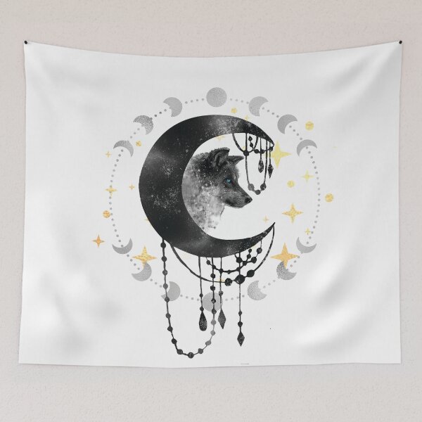 Item preview, Simple Wolf Moon with Gold Stars , Perfect for a Gift For Birthday , Magical designed and sold by wescor5000.